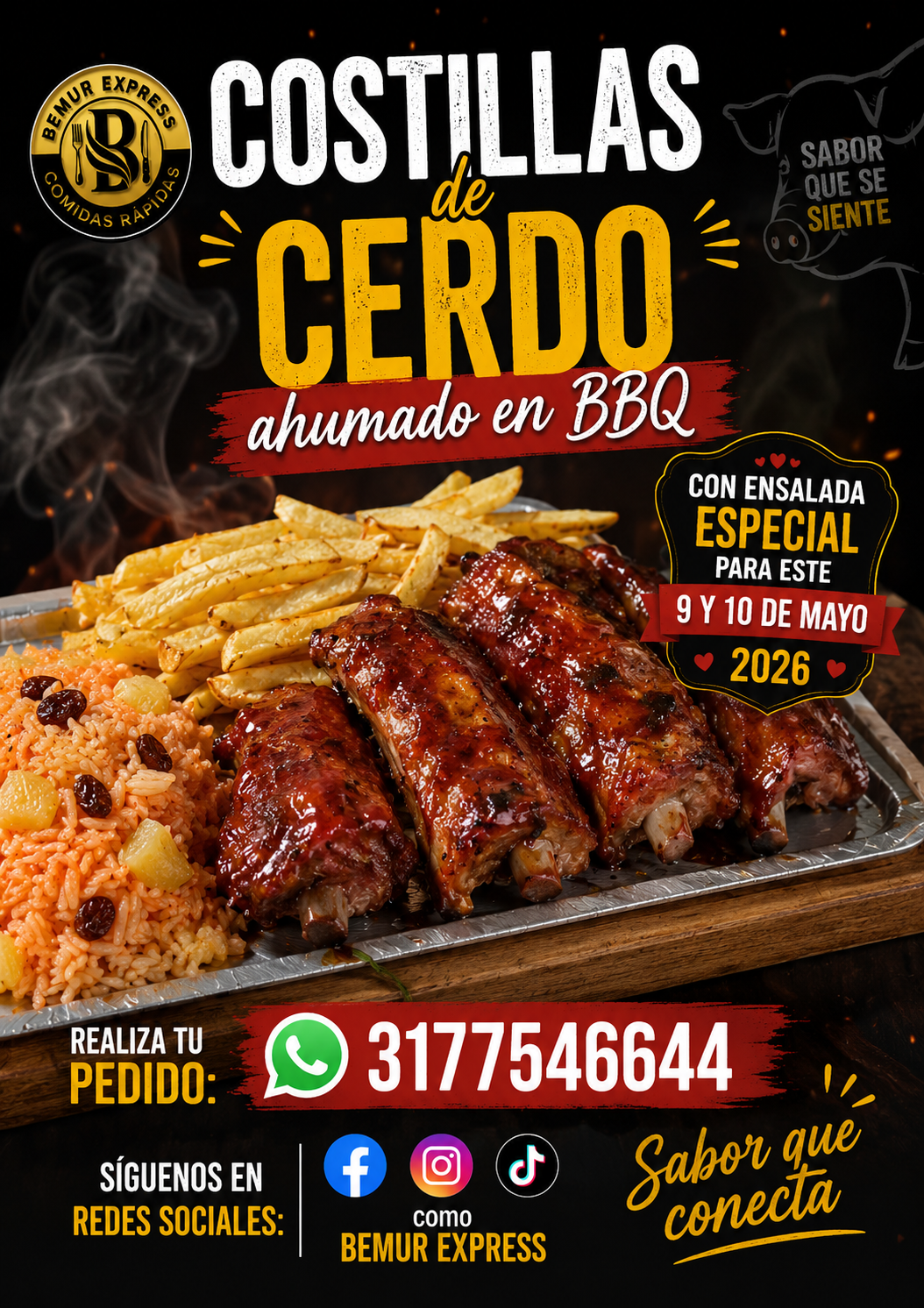 Costillas de cerdo ahumadas a la BBQ